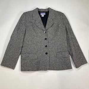 Pendleton Classic Womens 8 Wool Tweed Blazer Black White Made in USA T397-240
